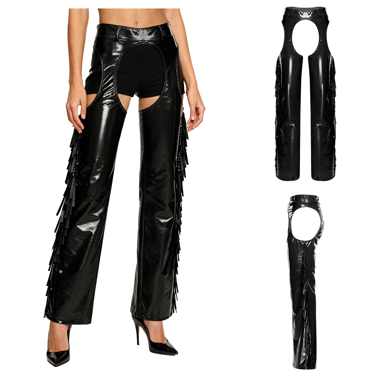 Leather Cowgirls Chaps - Black - Cowboy Outpost