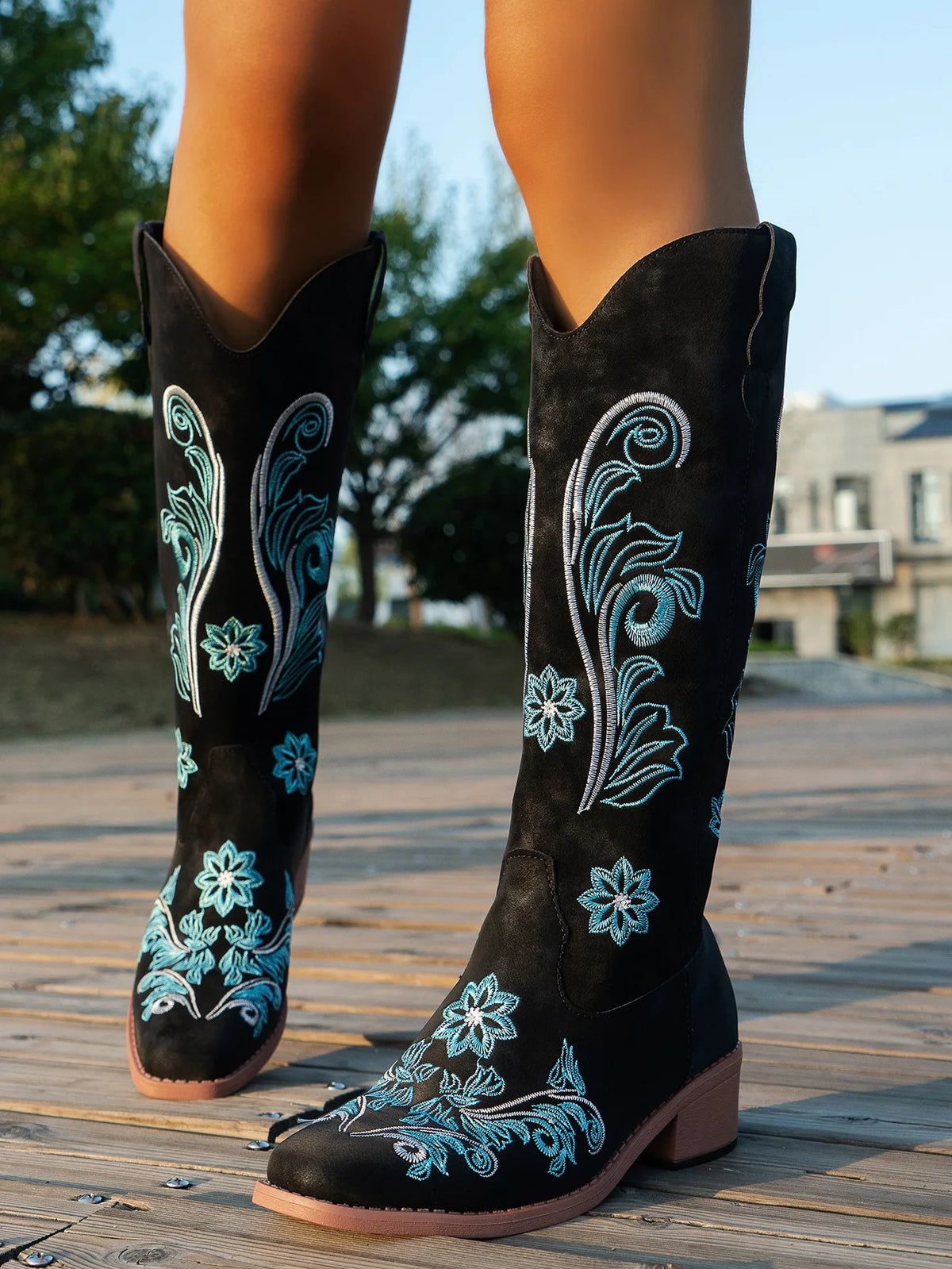 Boot Long Cowboy Boots - Black - Cowboy Outpost