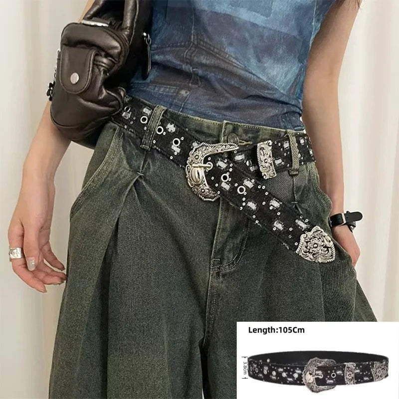 Leather Rhinestone Belt - Cowboy Outpost