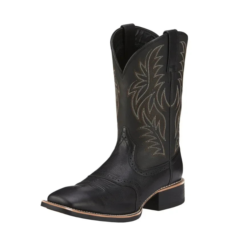 Embroidery Cowboy Boots - Brown - Cowboy Outpost