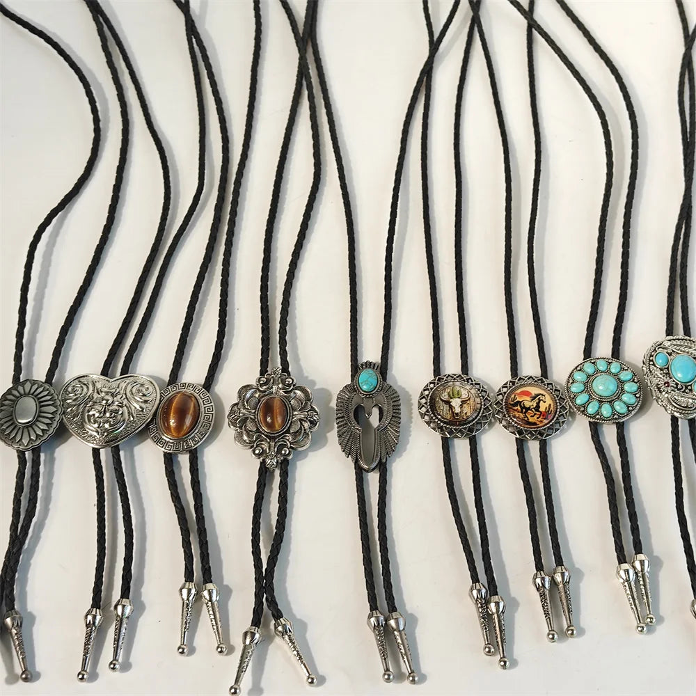 Leather Natural Bolo Tie - 04 - Cowboy Outpost