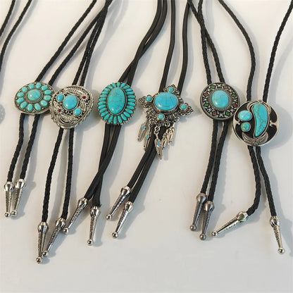 Leather Natural Bolo Tie - 05 - Cowboy Outpost
