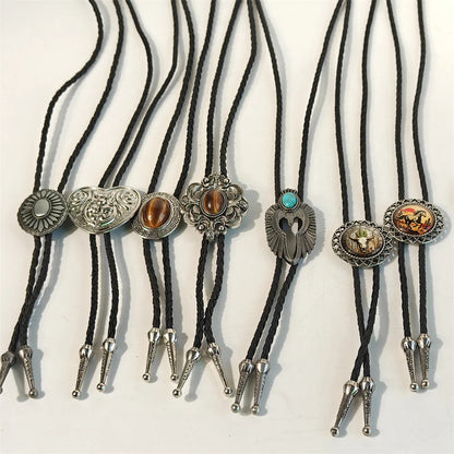 Leather Natural Bolo Tie - 06 - Cowboy Outpost