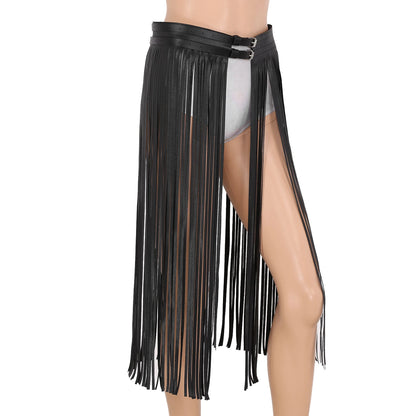 Leather Fringe Belt - White - Cowboy Outpost