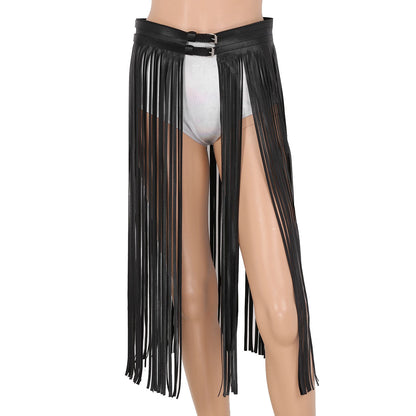 Leather Fringe Belt - Black 1 - Cowboy Outpost