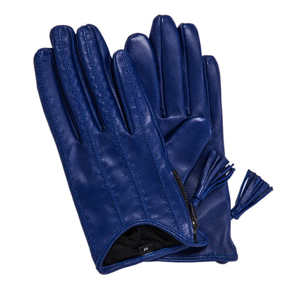 Leather Tassel Gloves - purple touchscreen - Cowboy Outpost