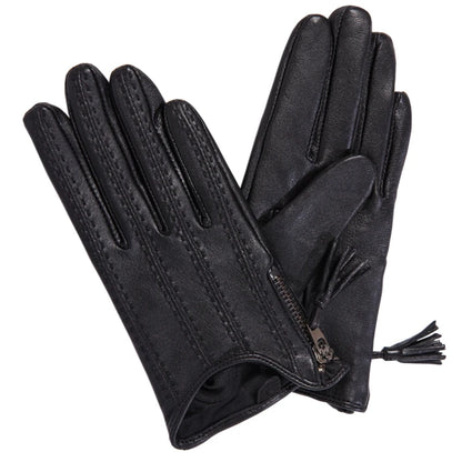Leather Tassel Gloves - purple touchscreen - Cowboy Outpost