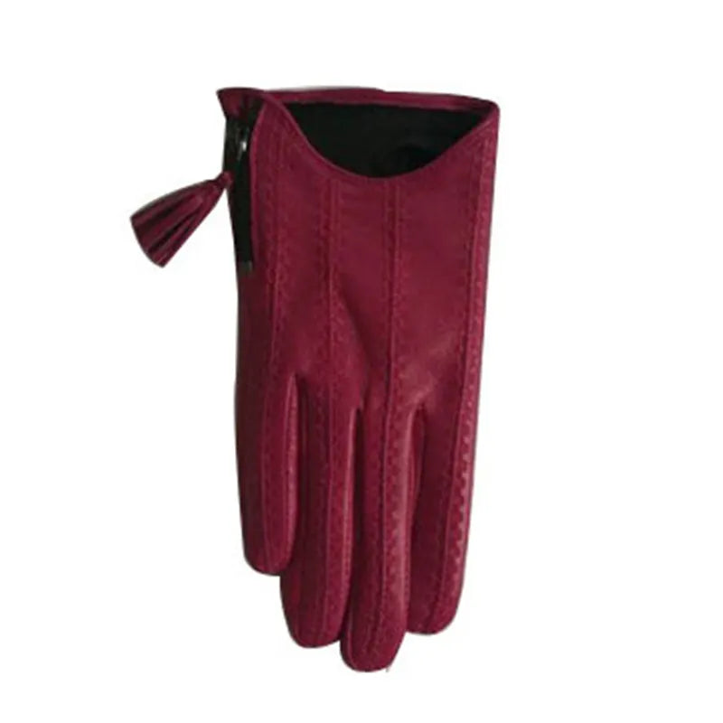 Leather Tassel Gloves - black touchscreen - Cowboy Outpost