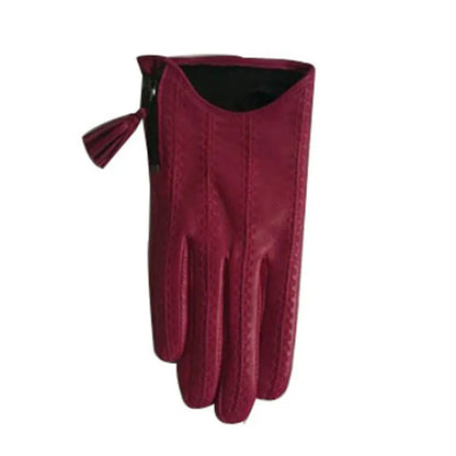 Leather Tassel Gloves - black touchscreen - Cowboy Outpost