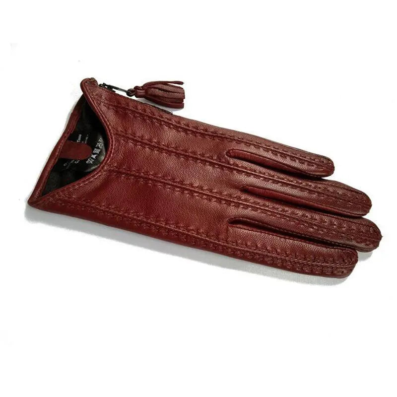 Leather Tassel Gloves - black touchscreen - Cowboy Outpost