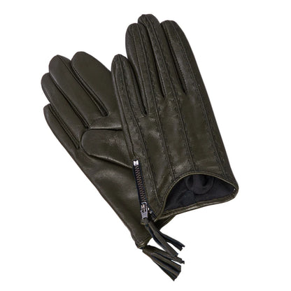 Leather Tassel Gloves - red touchscreen - Cowboy Outpost