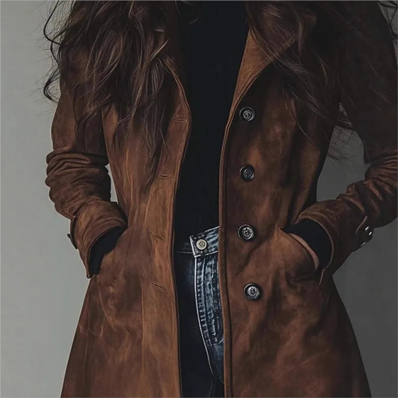 Elegant Suede Jacket - Dark brown - Cowboy Outpost