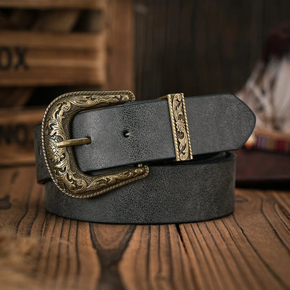 Leather Denim Belt - Black - Cowboy Outpost