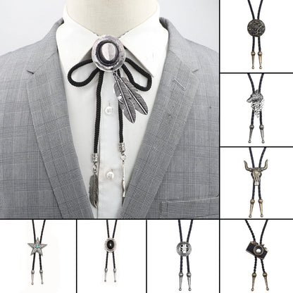 Leather Retro Bolo Tie - 2 - Cowboy Outpost
