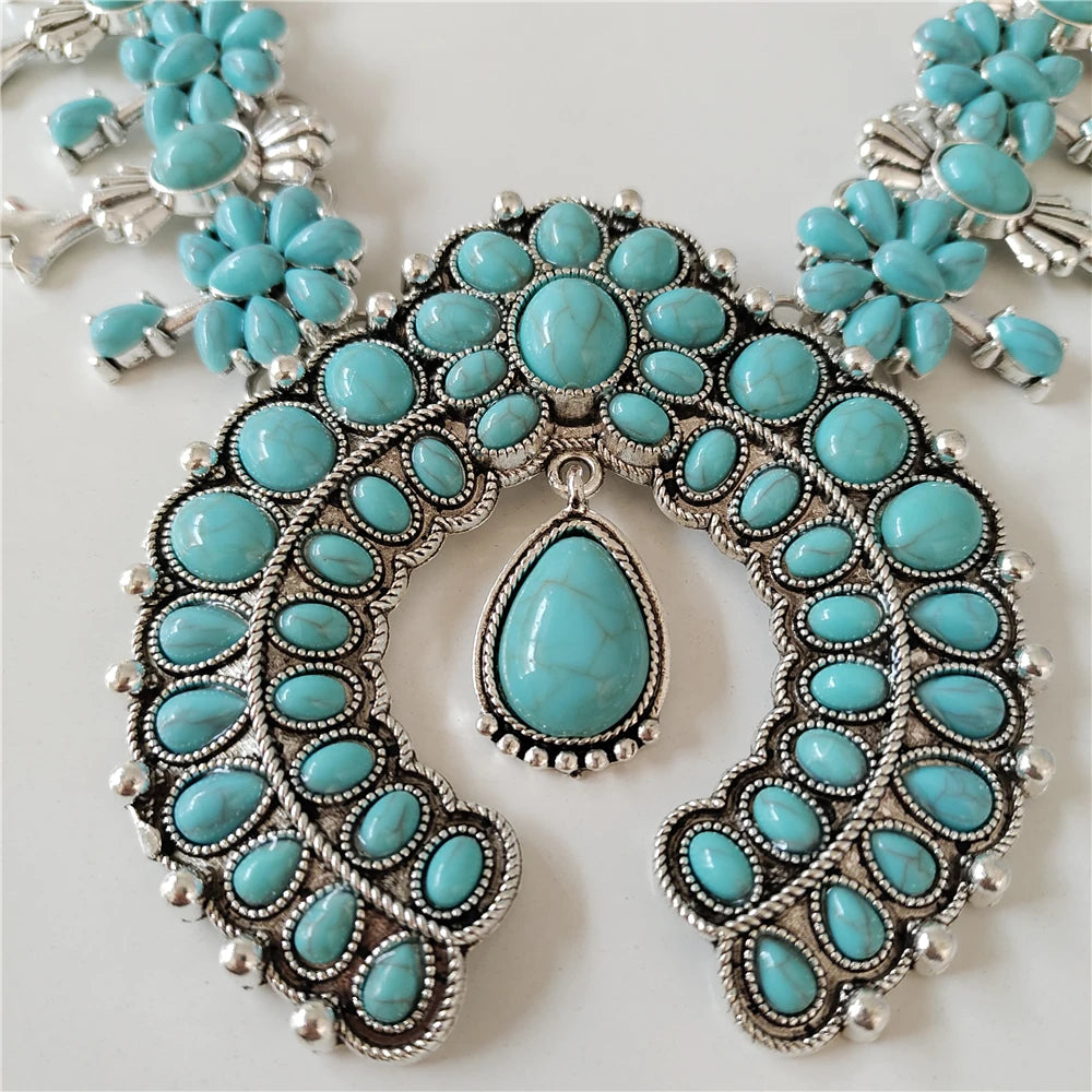 Turquoise Ethnic Necklace - Black - Cowboy Outpost