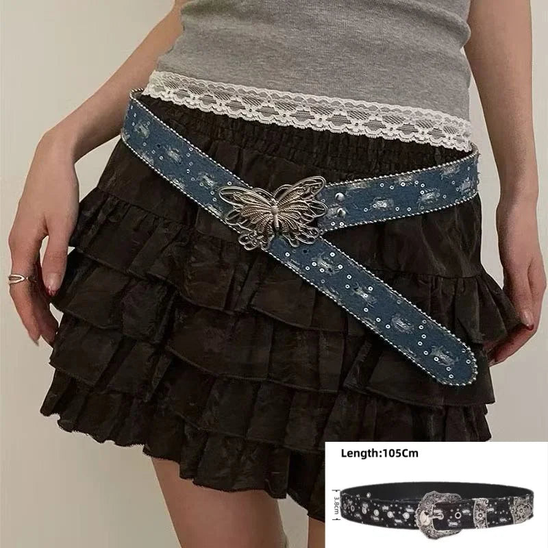 Leather Rhinestone Belt - Cowboy Outpost