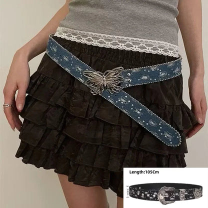 Leather Rhinestone Belt - Cowboy Outpost