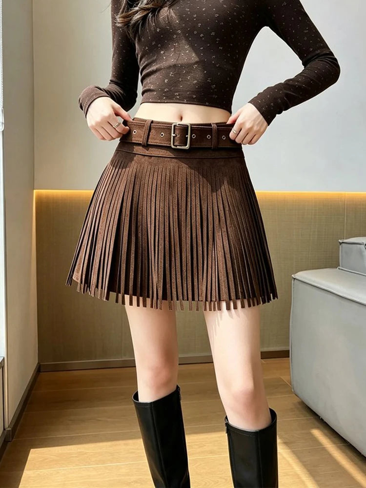 Suede Mini Skirt - black - Cowboy Outpost