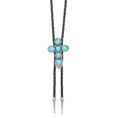 Turquoise Stone Bolo Tie - 03 - Cowboy Outpost