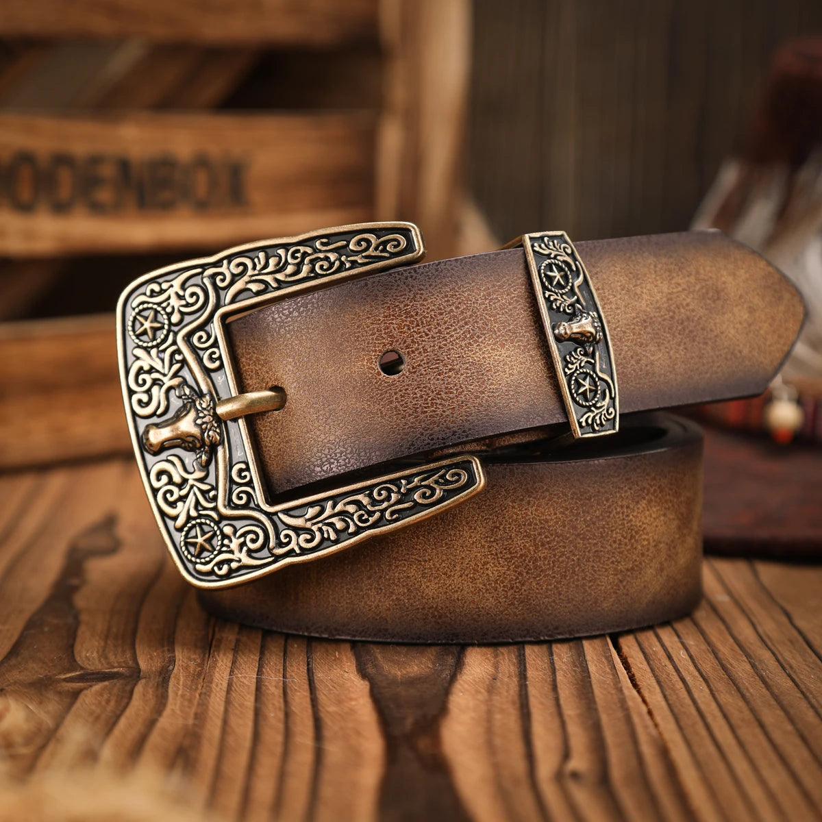 Metal Belt - Brown golden - brown golden - Cowboy Outpost