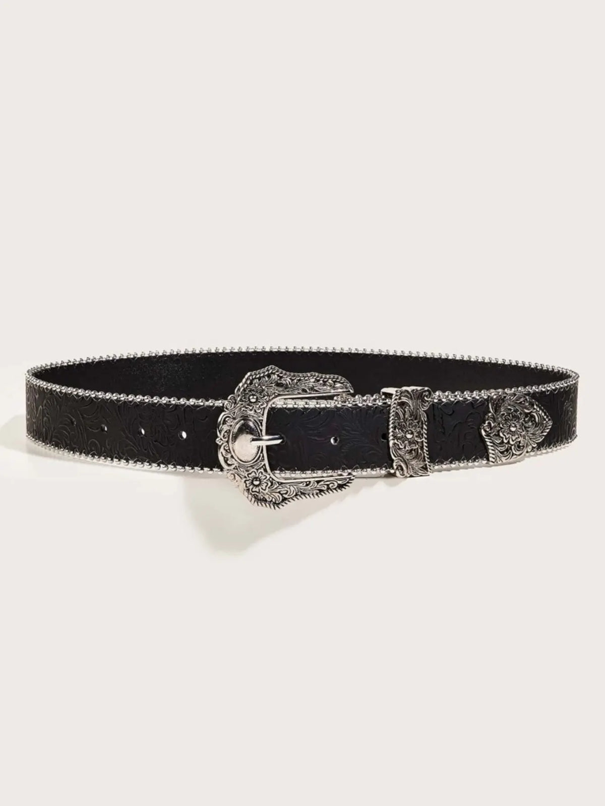 Leather Metal Belt - Khaki color - Cowboy Outpost