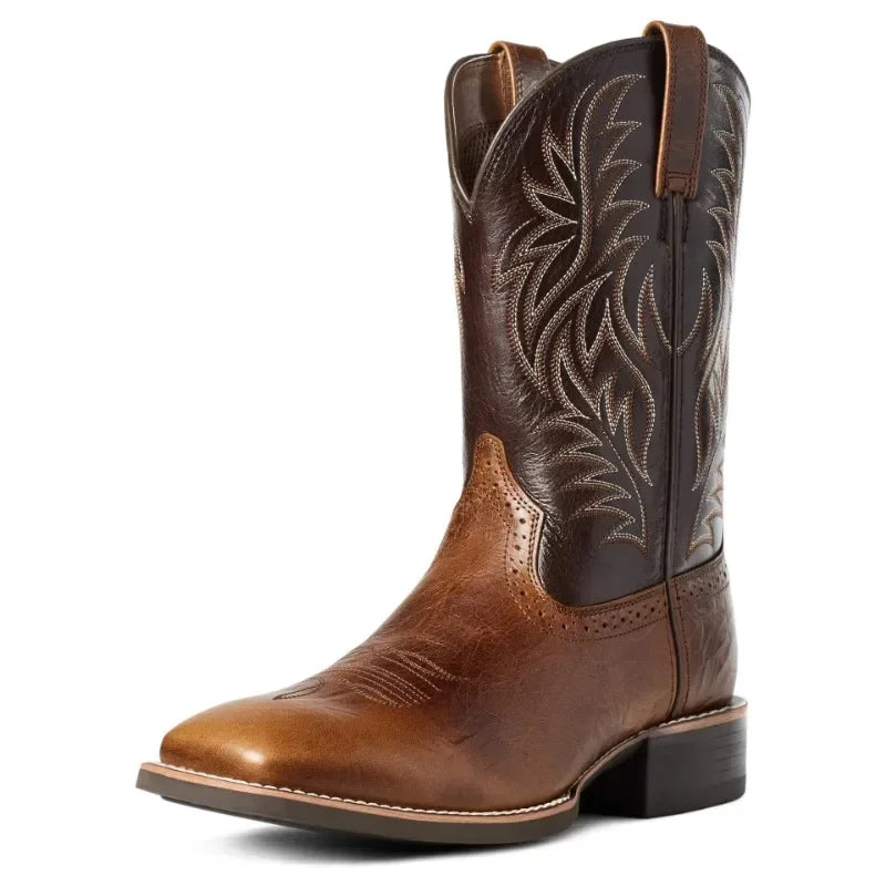 Embroidery Cowboy Boots - Brown - Cowboy Outpost