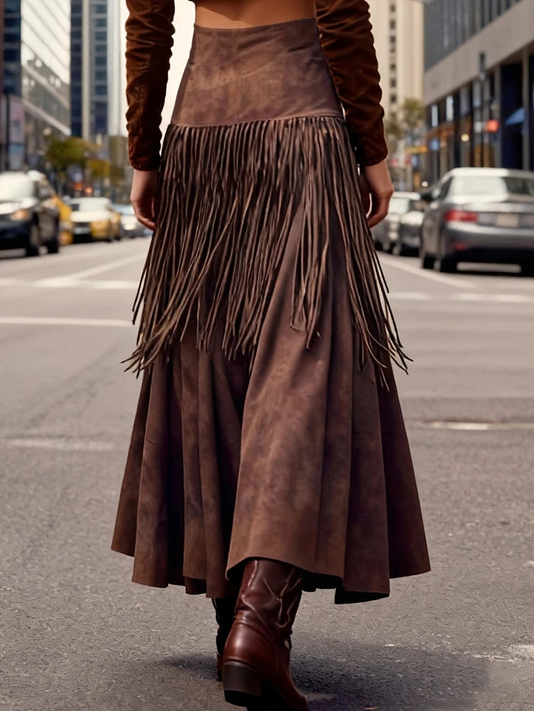 Brown Midi Skirt - Brown - Cowboy Outpost