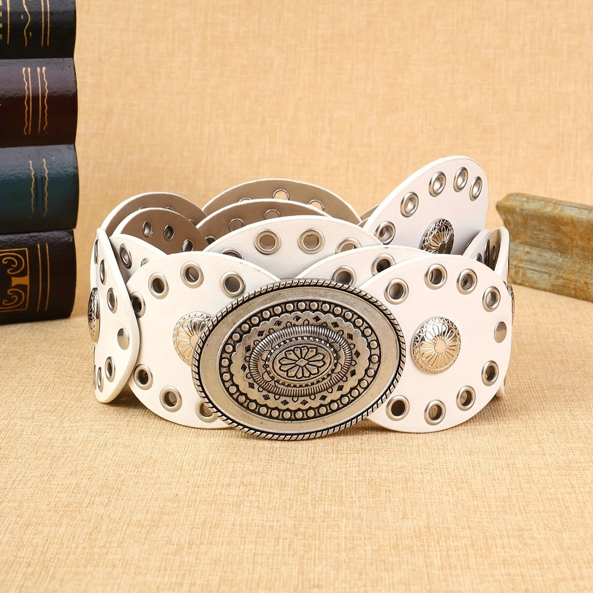 Floral Western Belt - WHITE - Cowboy Outpost