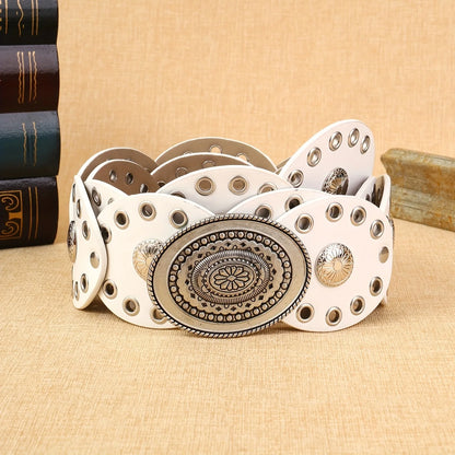 Floral Western Belt - WHITE - Cowboy Outpost