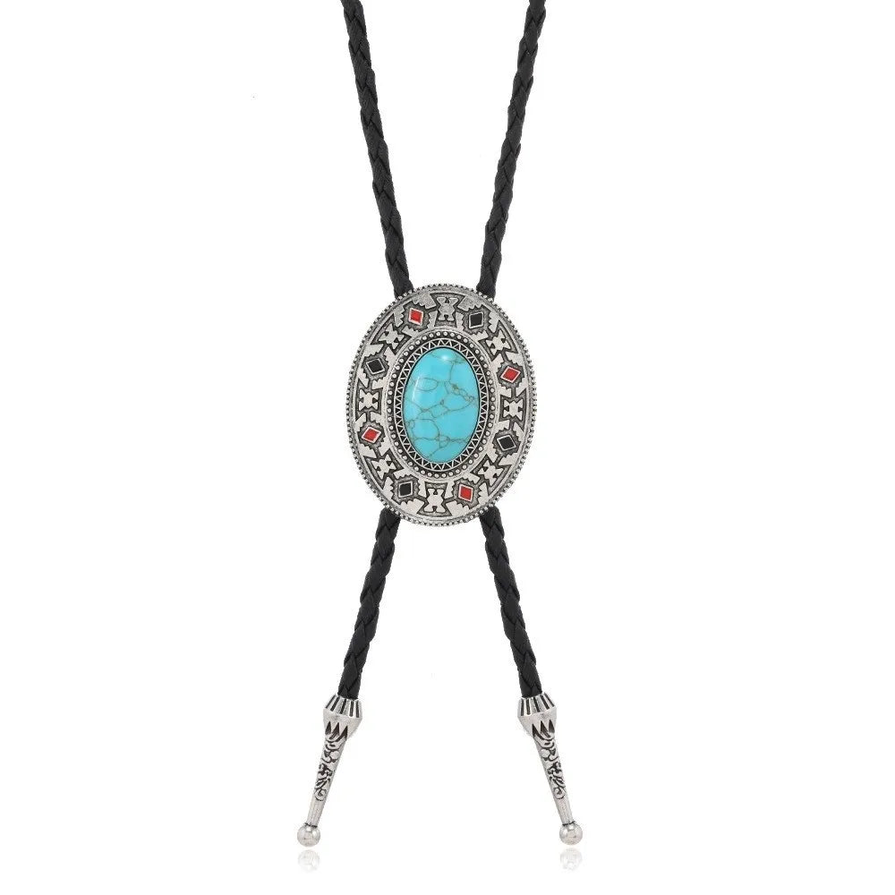 Turquoise Silver Bolo Tie - Cowboy Outpost