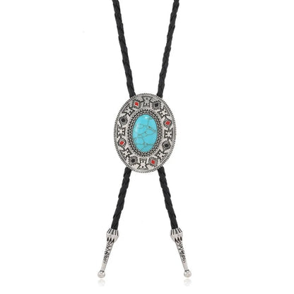 Turquoise Silver Bolo Tie - Cowboy Outpost
