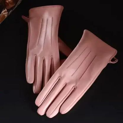 Leather Warm Gloves - black - Cowboy Outpost