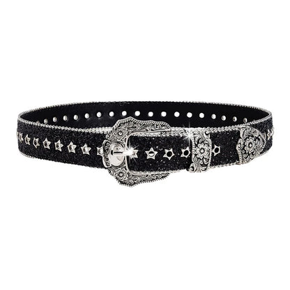 Leather Rhinestone Belt - A4 - Cowboy Outpost