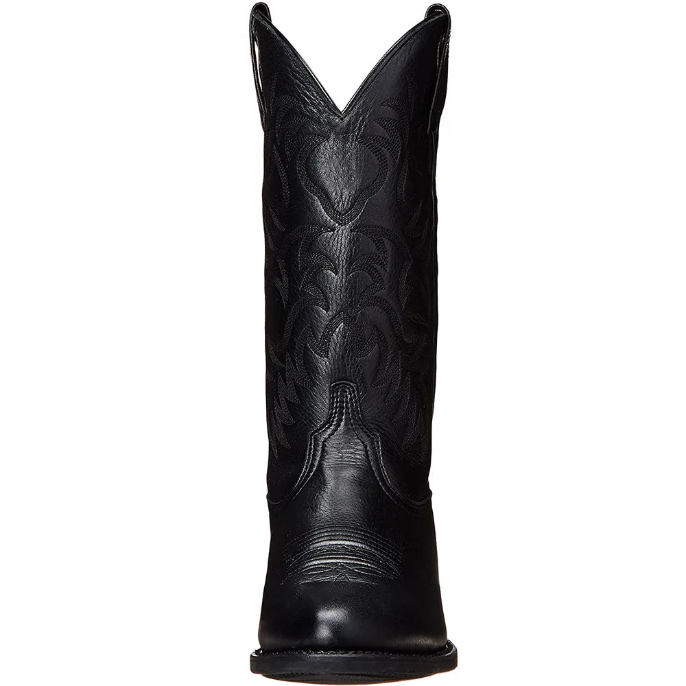 Leather Black Cowboy Boots - Black 2 - Cowboy Outpost
