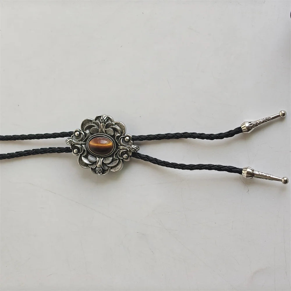 Leather Natural Bolo Tie - 02 - Cowboy Outpost