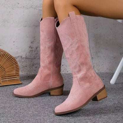 Leather Embroidered Cowboy Boots - White - Cowboy Outpost