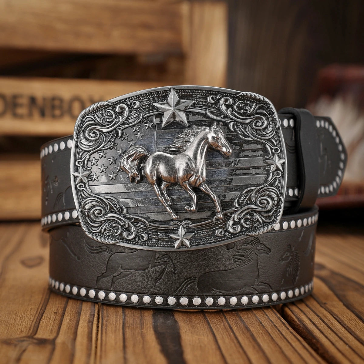 Casual Buckle Belt - grey golden - Cowboy Outpost