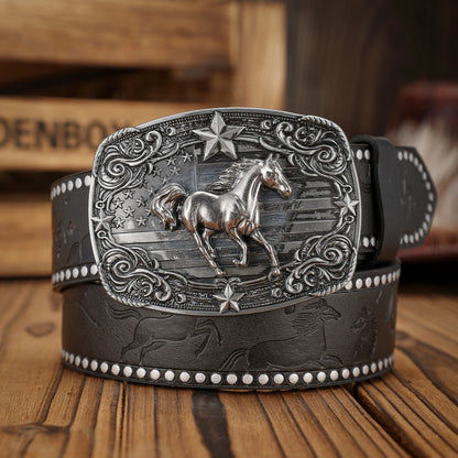 Casual Buckle Belt - grey golden - Cowboy Outpost
