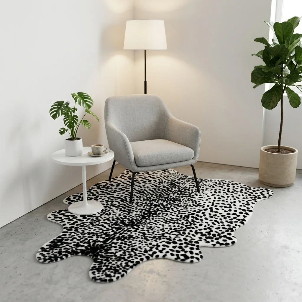 Faux Cowhide Rug - Classic Cow Print - Cowboy Outpost