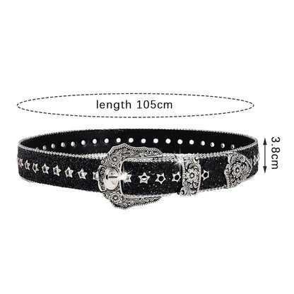 Leather Rhinestone Belt - A3 - Cowboy Outpost