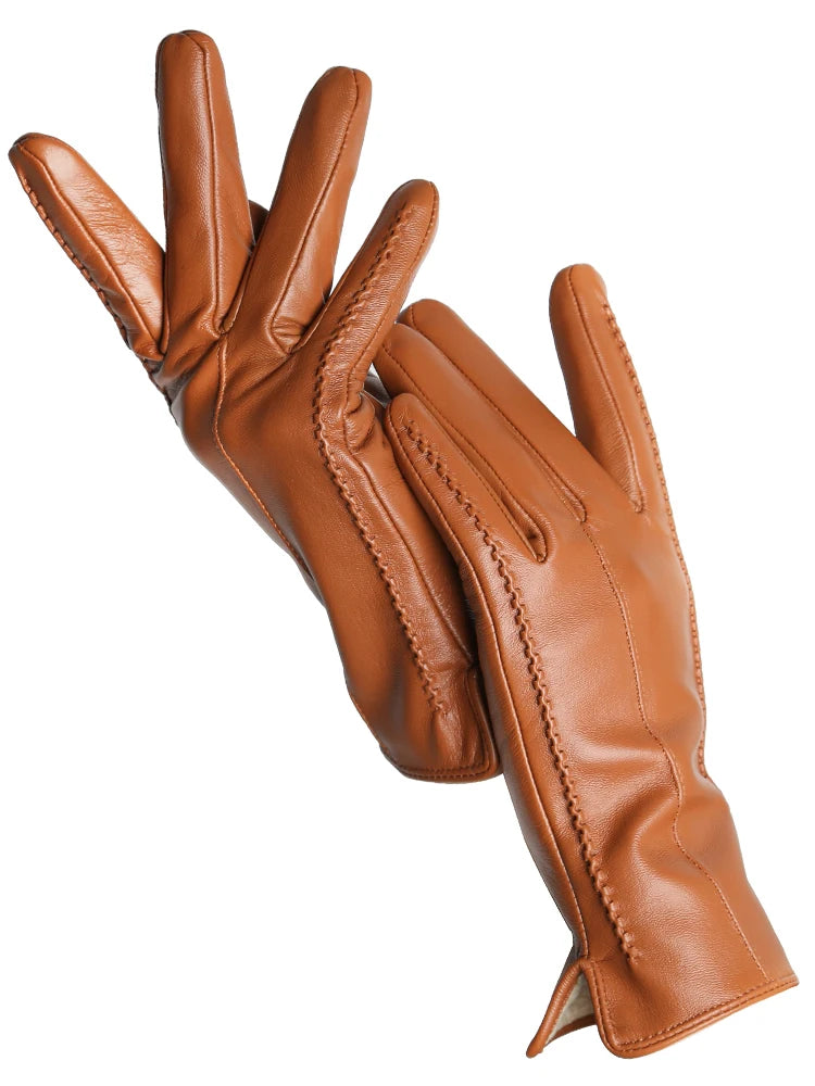 Leather Sheepskin Gloves - Light beige Touch - Cowboy Outpost
