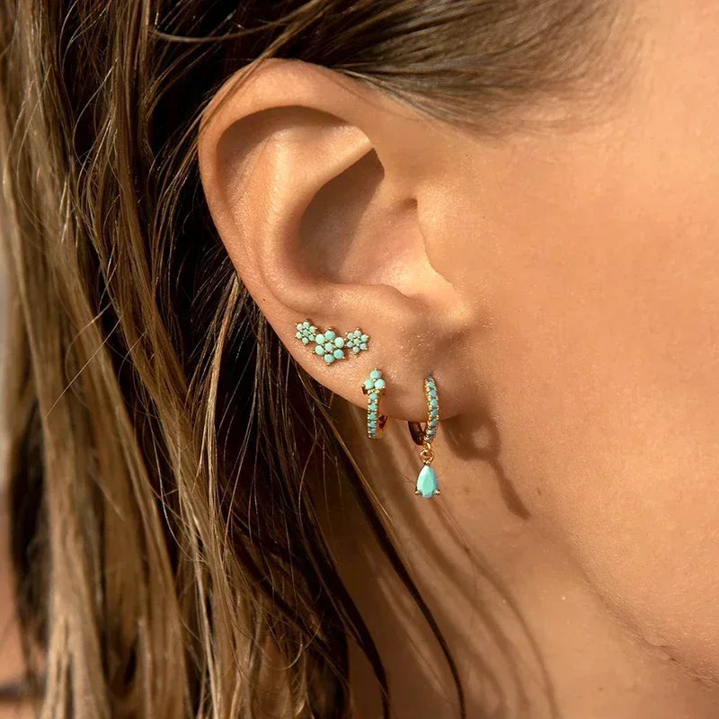 Turquoise Silver Earrings - Cowboy Outpost