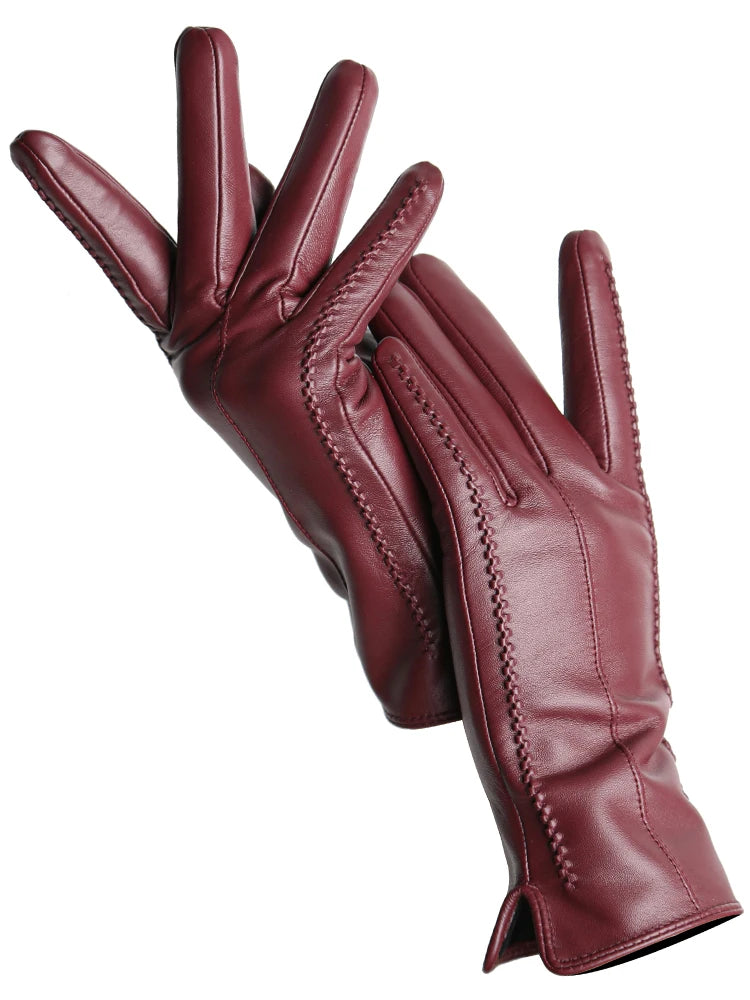 Leather Sheepskin Gloves - Brown Touch - Cowboy Outpost