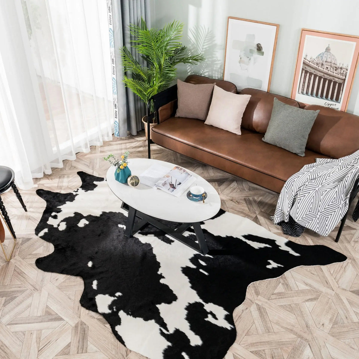 Leather Animal Cowhide Rug - Pink - Cowboy Outpost