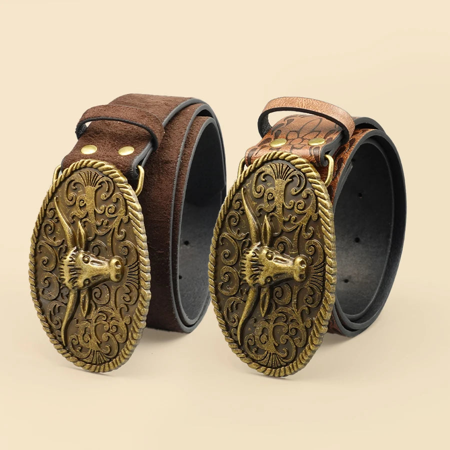 Antiqued Belt - Brown - Cowboy Outpost