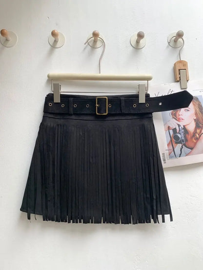 Suede Mini Skirt - Brown - Cowboy Outpost