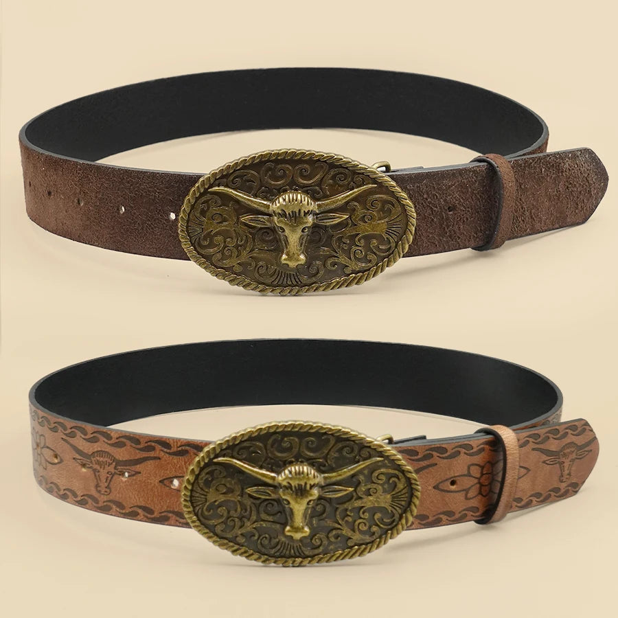 Antiqued Belt - Brown - Cowboy Outpost