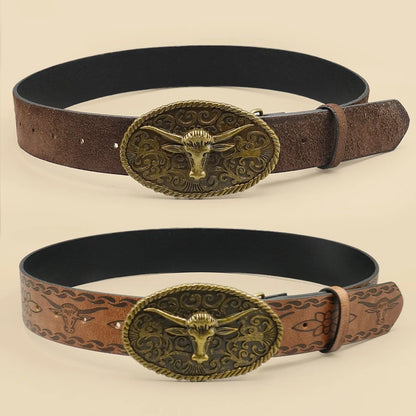 Antiqued Belt - Brown - Cowboy Outpost