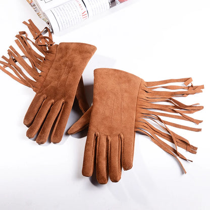 Suede Tassel Gloves - black - Cowboy Outpost