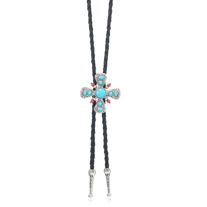 Turquoise Stone Bolo Tie - 02 - Cowboy Outpost